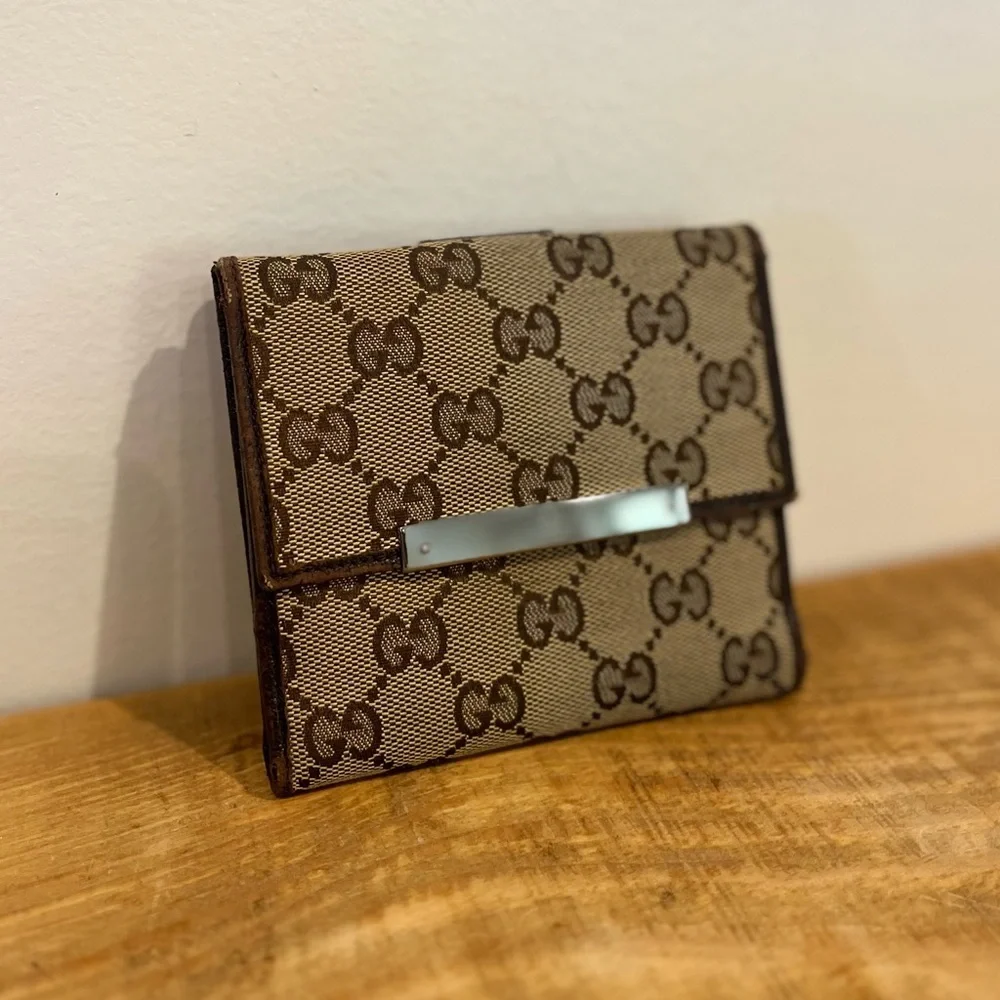 GUCCI Authentic monogram compact wallet bifold with‎ coin pouch EUC - Picture 3 of 16